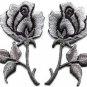 Silver roses pair flowers floral goth boho applique iron-on patch S-1034  FREE WORLDWIDE DELIVERY!