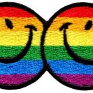 Smiley face gay lesbian pride rainbow boho LGBT applique iron-on patch new S-619