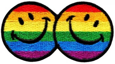Smiley face gay lesbian pride rainbow boho LGBT applique iron-on patch new S-619