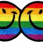 Smiley face gay lesbian pride rainbow boho LGBT applique iron-on patch new S-619