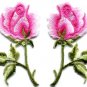 Pink roses pair flowers floral retro boho applique iron-on patch S-498 FREE SHIPPING WORLDWIDE!