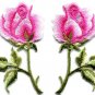 Pink roses pair flowers floral retro boho applique iron-on patch S-498 FREE SHIPPING WORLDWIDE!