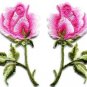 Pink roses pair flowers floral retro boho applique iron-on patch S-498 FREE SHIPPING WORLDWIDE!