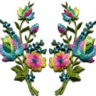 Rainbow roses pair flowers floral bouquet applique iron-on patch S-983 FREE WORLDWIDE DELIVERY!