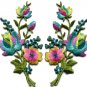 Rainbow roses pair flowers floral bouquet applique iron-on patch S-983 FREE WORLDWIDE DELIVERY!