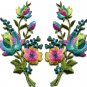 Rainbow roses pair flowers floral bouquet applique iron-on patch S-983 FREE WORLDWIDE DELIVERY!