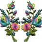 Rainbow roses pair flowers floral bouquet applique iron-on patch S-983 FREE WORLDWIDE DELIVERY!