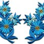 Baby blue daisies pair flowers floral bouquet boho applique iron-on patch S-728