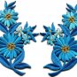 Baby blue daisies pair flowers floral bouquet boho applique iron-on patch S-728