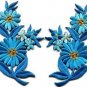 Baby blue daisies pair flowers floral bouquet boho applique iron-on patch S-728