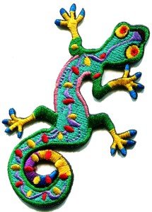 Lizard gekko salamander retro hippie hippy boho 70s applique iron-on patch S-189