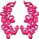 Pink trim fringe retro boho granny chic applique iron-on patches pair new S-746