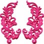 Pink trim fringe retro boho granny chic applique iron-on patches pair new S-746