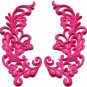 Pink trim fringe retro boho granny chic applique iron-on patches pair new S-746