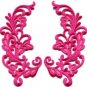 Pink trim fringe retro boho granny chic applique iron-on patches pair new S-746
