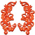 Orange trim fringe retro boho granny chic applique iron-on patches pair S-977