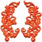 Orange trim fringe retro boho granny chic applique iron-on patches pair S-977