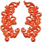 Orange trim fringe retro boho granny chic applique iron-on patches pair S-977
