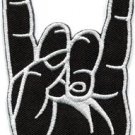 Satanic salute rock metal occult corna horned hand applique iron-on patch S-794