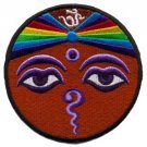 Aum om infinity hindu yoga eyes of Buddha applique iron-on patch BIG T-12