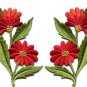 Orange red daisies pair flowers floral bouquet boho applique iron-on patch S-725