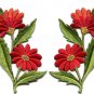Orange red daisies pair flowers floral bouquet boho applique iron-on patch S-725