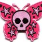 Butterfly skull horror goth emo punk biker applique iron-on patch new S-183