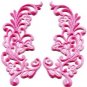 Pink trim fringe retro boho granny chic applique iron-on patches pair S-1031