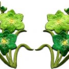 Green lilies pair flowers floral bouquet boho applique iron-on patch new S-732