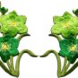 Green lilies pair flowers floral bouquet boho applique iron-on patch new S-732