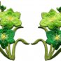 Green lilies pair flowers floral bouquet boho applique iron-on patch new S-732