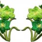 Green lilies pair flowers floral bouquet boho applique iron-on patch new S-732