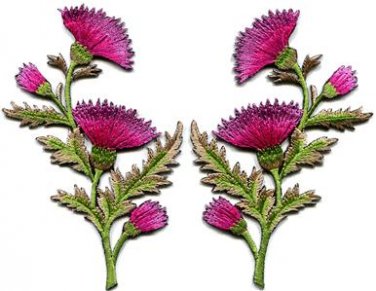 Carnation spray pair flowers floral bouquet boho applique iron-on patch S-737