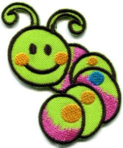 Caterpillar worm insect bug retro kids fun applique iron-on patch new S-187