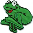 Frog toad hippie 70s retro fun animal amphibian applique iron-on patch new S-510