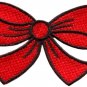 Red bow knot ribbon boho retro sew sewing applique iron-on patch new S-513