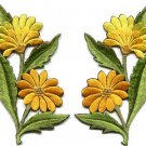 Yellow daisies pair flowers floral bouquet boho applique iron-on patch new S-724
