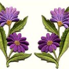 Purple daisies pair flowers floral bouquet boho applique iron-on patch new S-730