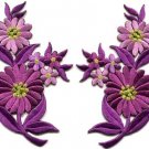 Purple daisies pair flowers floral bouquet boho applique iron-on patch new S-729