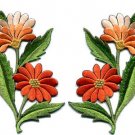 Orange daisies pair flowers floral bouquet boho applique iron-on patch new S-726