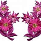 Hot pink daisies pair flowers floral bouquet boho applique iron-on patch S-727