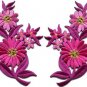 Hot pink daisies pair flowers floral bouquet boho applique iron-on patch S-727