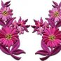 Hot pink daisies pair flowers floral bouquet boho applique iron-on patch S-727