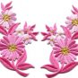 Pink daisies pair flowers floral bouquet boho applique iron-on patch new S-735