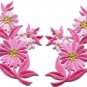 Pink daisies pair flowers floral bouquet boho applique iron-on patch new S-735