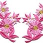 Pink daisies pair flowers floral bouquet boho applique iron-on patch new S-735