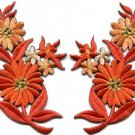 Orange daisies pair flowers floral bouquet boho applique iron-on patch new S-734