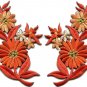 Orange daisies pair flowers floral bouquet boho applique iron-on patch new S-734