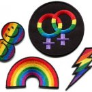 Lot of 4 gay lesbian pride rainbow disco boho LGBT appliques iron-on patches G-2