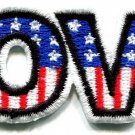 Love American flag retro hippie 70s weed embroidered appique iron-on patch S-40